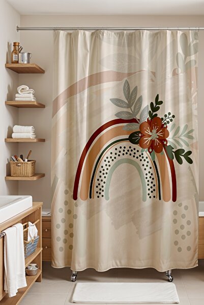 EVPANYA Perdeau de duș cu flori boeme curcubeu, 175x200cm