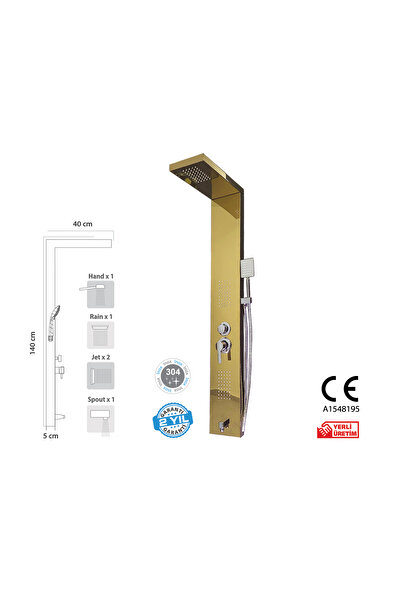 Viodus Kare Gold Duş Paneli, Dikey Jakuzi, Duş,