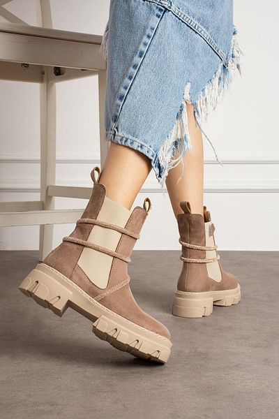 ShoeTek Fausta Γυναικείες Μπότες Suede Mink - Μπότες με τυλιγμένες πέτρες