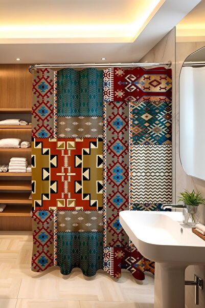 EVPANYA Banyo Perdesi, Retro Eskitme Desenli Duş Perdesi, Küvet Perdesi 175x2...