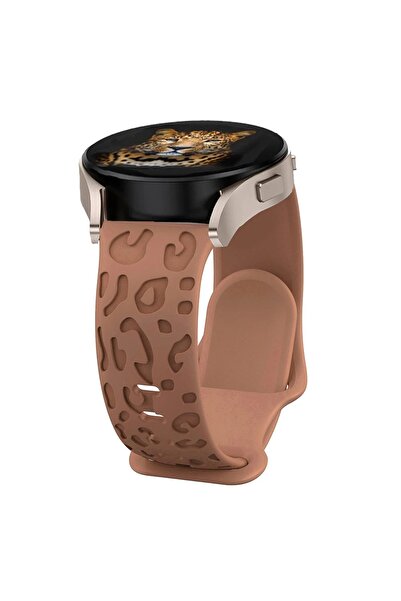 Alstrap Samsung Galaxy Watch 7 6 5 4 Uyumlu Leopar Desenli 20mm Silikon Kordon