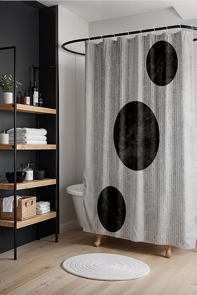EVPANYA Γκρι Lurex Στρογγυλή Κουρτίνα Ντους - Boho Design 175x200cm