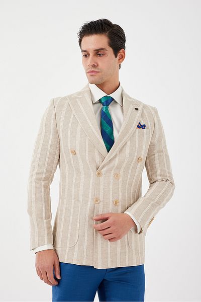 ACTUAL Beige Slim Fit Single Jacket - 7163-1