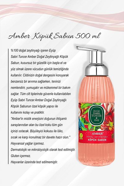 Eyüp Sabri Tuncer 500 ml Soap Package Amber, Fountatin Lemon, Japanese Cherry Blossom, White Soap, Olive Oil and Rosie