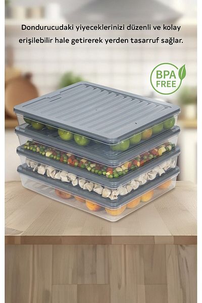 teknotrust Set of 4 2400 ml Refrigerator Organizer Freezer and Microwave Storage Container