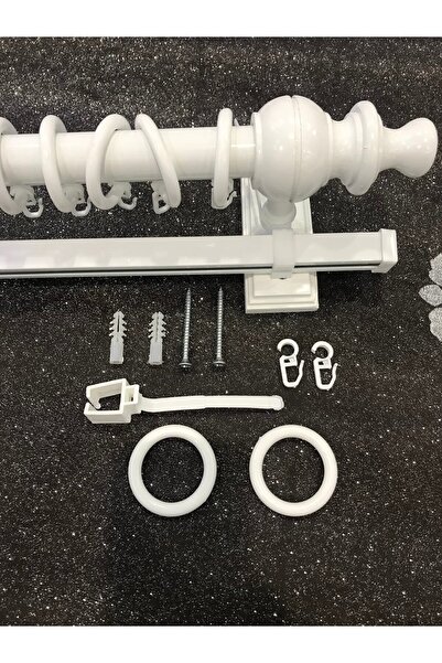 özdeğer home Ρουστίκ κρεμάστρα κουρτινών με μονή ράγα 200 εκ. με δαχτυλίδια