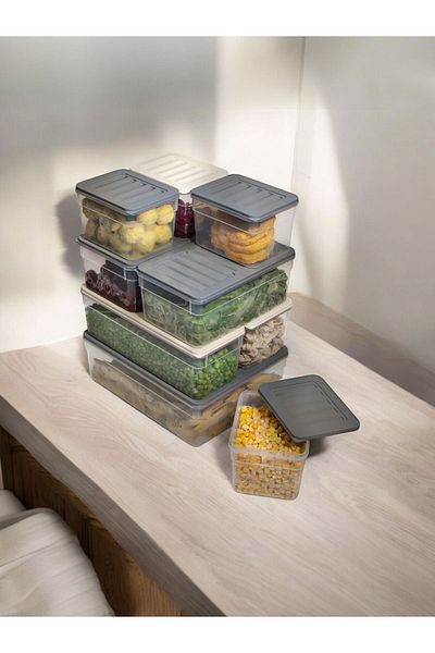 teknotrust 9Pcs Deep Color Refrigerator Organizer Icebox & Microwave Storage Container 1X5300 2X2500 2X2470 4X110