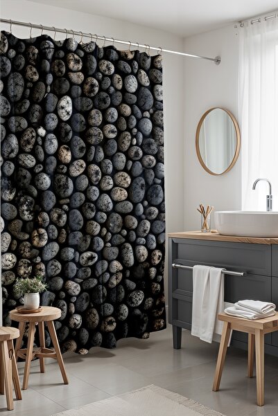 EVPANYA Perdeau de baie, perdea de duș cu model pietre murdare, perdea pentru...