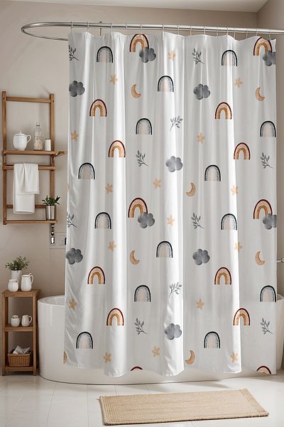 EVPANYA Κουρτίνα μπάνιου Navy Blue Bohemian, μέγεθος 175x200 cm