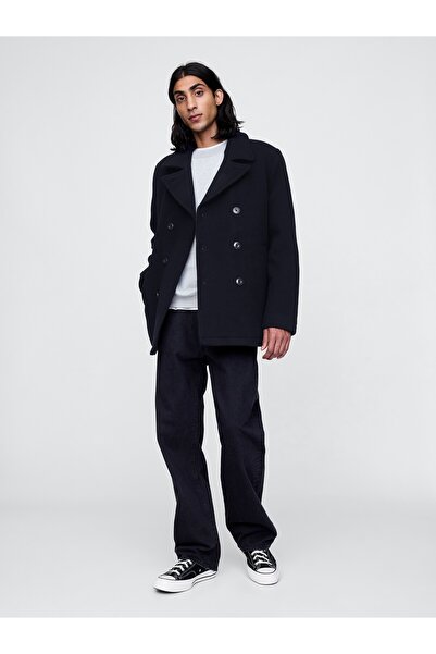 GAP Erkek Lacivert Yün karışımlı peacoat