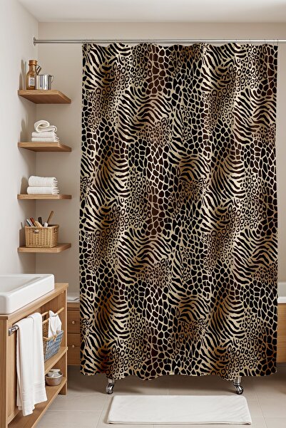 EVPANYA Perdeau de baie, perdea de duș cu model leopard, perdea pentru cadă 1...