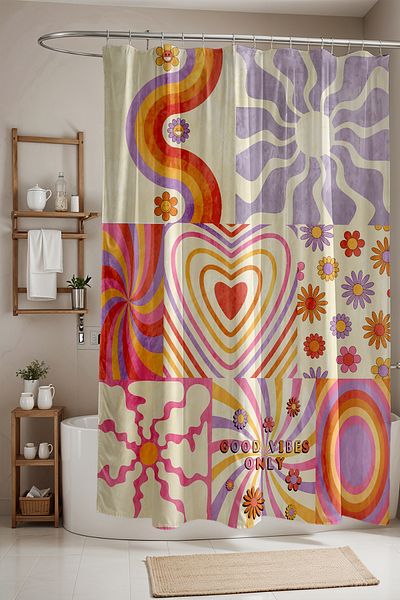 EVPANYA Κουρτίνα μπάνιου Ethnic Pattern Hippie Style 175x200cm Κουρτίνα μπάνιου