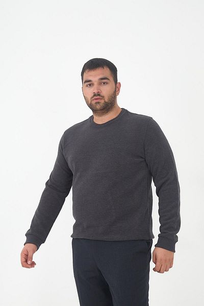 Maccali Men's Winter Crew Neck Oversized Basic Gray Sweatshirt