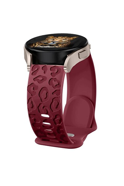 Alstrap Samsung Galaxy Watch 7 6 5 4 Uyumlu Leopar Desenli 20mm Silikon Kordon
