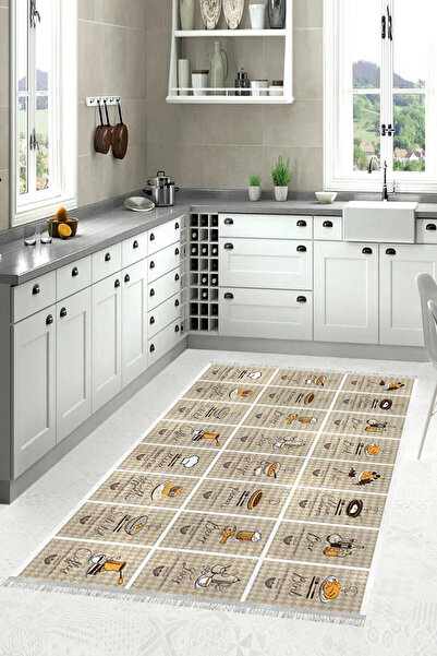 MUBO Kaymaz Tabanlı Yıkanabilir Antibakteriyel Dijital Baskı Mutfak Halısı Yo...