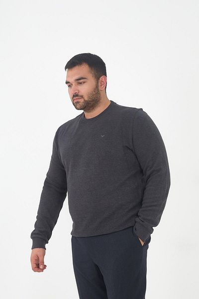 Maccali سويت شيرت رجالي شتوي برقبة دائرية كبير الحجم من أنثراسايت