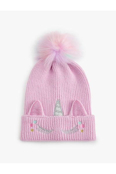 Koton Unicorn Plush Beret - Pompom Detailed