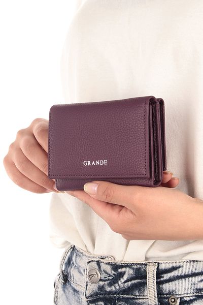 Grande Women's Genuine Leather Wallet Model 2632 - Plum Color