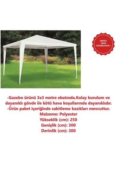 Genel Markalar Katlanabilir Polyester Bahçe Gazebo Çadır 3x3