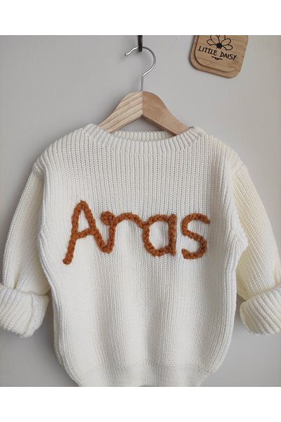 FLOWER BABY Name Letter Written Thessaloniki Knit Unisex Baby Kids Sweater