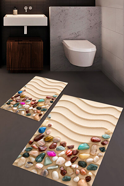 Carmine Carpet Set de 2 covorașe de baie, lavabile, imprimate digital, cu mod...