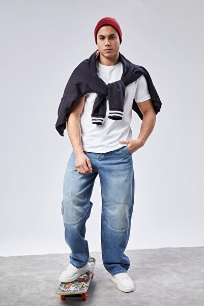 CEDY DENIM High Quality Men's High Waist Skater Baggy Jeanpantolon C362-Light-Blue