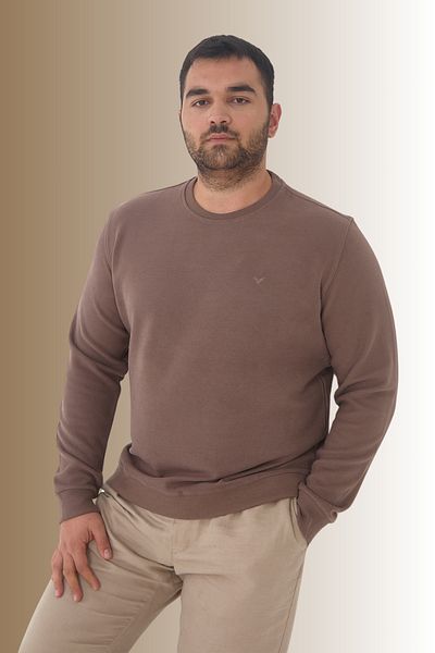Maccali Men's Winter Crew Neck Oversized Basic Mink Sweatshirt