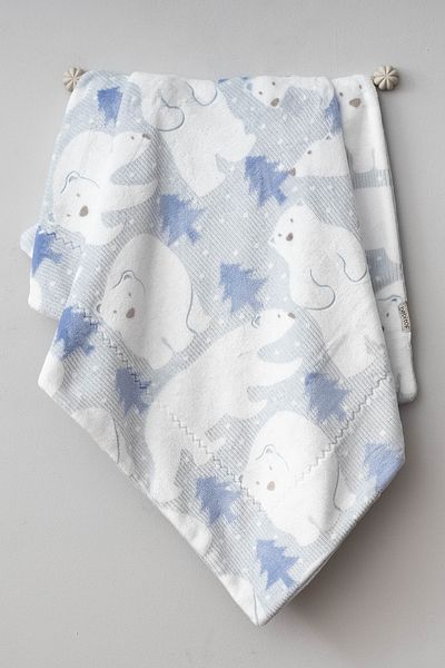 Bebitof Cute Teddy Bear Patterned Double Layer 90X110 Wellsoft Baby Blanket