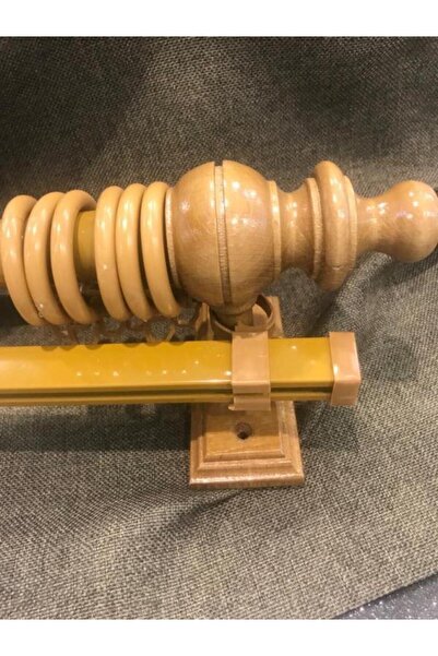 özdeğer home Ρουστίκ κρεμάστρα κουρτινών με μονή ράγα από δρυς 300 εκ. με δαχ...