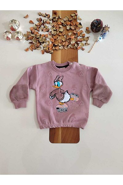 Asel Daffy Duck 3 Yarn Plush Embroidered Girls' Set - Bottom and Top Set