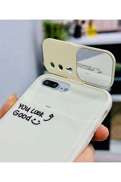 Go Aksesuar حافظة سيليكون متوافقة مع هاتف Iphone 6 Plus - 7 Plus - 8 Plus مع نموذج مرآة للكاميرا