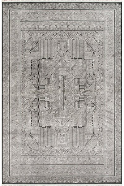 Royal Halı Royal Halı Bearny TD01D Gri Antrasit Viskon Akrilik Yumuşak Dokulu Modern Halı