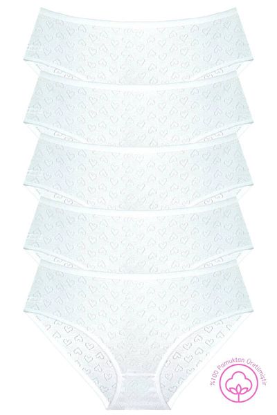 Newlilla 1506 Herz 100% Baumwolle 5-teiliges Damen Bato Höschen Pack V1