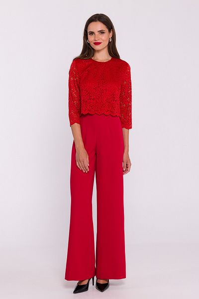 Stylove Jumpsuit with wide legs and a lace top