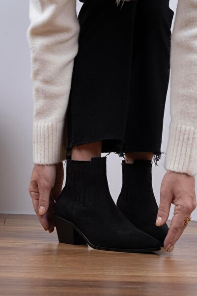 sovrana Kısa Kovboy Bot Siyah Süet