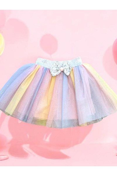 Zekids Fusta tutu colorată curcubeu pentru fete