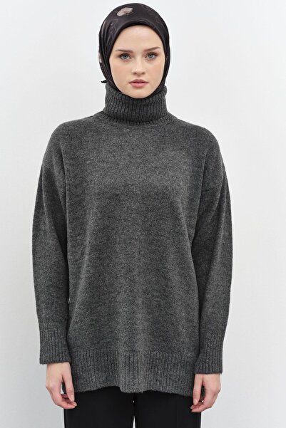 Tuğba Boğazlı Triko Tunik - Antrasit