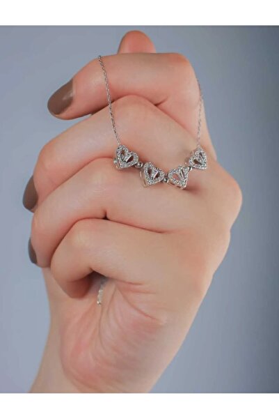 Şimal Silver 925 Ayar Gümüş ( Işıklı Kutu Hediye ) Mıknatıslı Açılan Kalpli Yonca Kolye