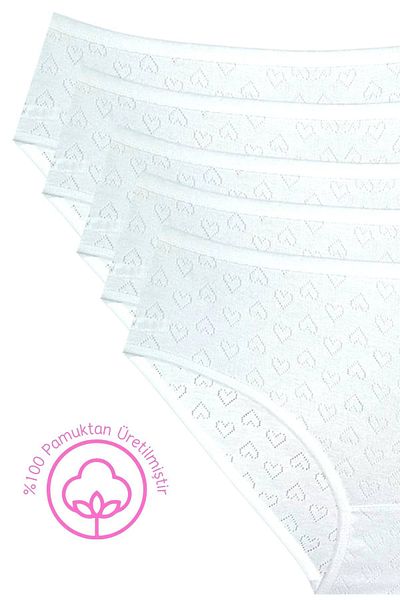 Newlilla 1506 Herz 100% Baumwolle 5-teiliges Damen Bato Höschen Pack V1