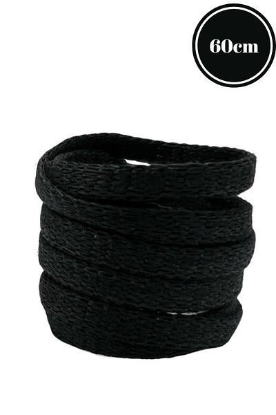 Mag Shoes Care Black Flat Waxed Shoelaces. 60cm. 1 Pair. 2 Pieces.