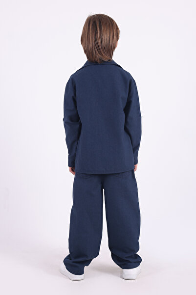 Pollito Хлопчачий оверсайз бавовняний льняний сорочка футболка штани 3-х частинний комплект