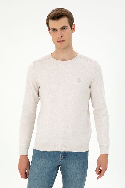 U.S. Polo Assn. Men's Stone Melange Basic Sweater 50294740 -Vr225