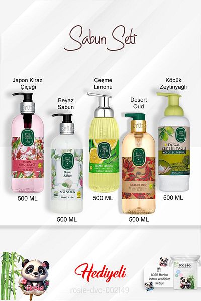 Eyüp Sabri Tuncer Eyüp Sabir Tuncer 500 ml Soaps Olive Oil, Desert Oud, White Soap, Lemon, Cherry Blossom and Rosie