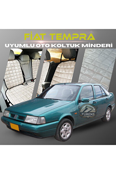 SHOOPLAA مجموعة وسائد مقعد السيارة لسيارة فيات تمبرا باللون البيج مع جيوب وظه...