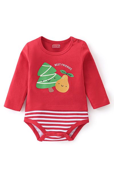 Babyhug %100 Pamuklu Meyve Baskılı Uzun Kollu Tulum - Kırmızı