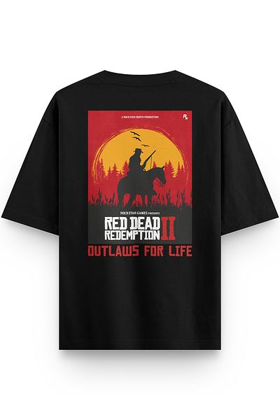 Overoz Μπλουζάκι Unisex με εμπριμέ Red Dead Redemption Μαύρο Oversize - 1307