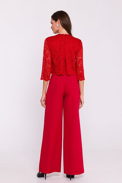 Stylove Jumpsuit with wide legs and a lace top