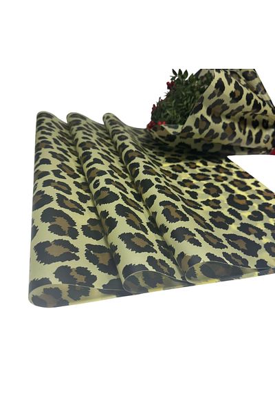 weloveis Leopard Print Yellow and Black Flower Bouquet - Matte Opp 55X55Cm - 10 Sheets