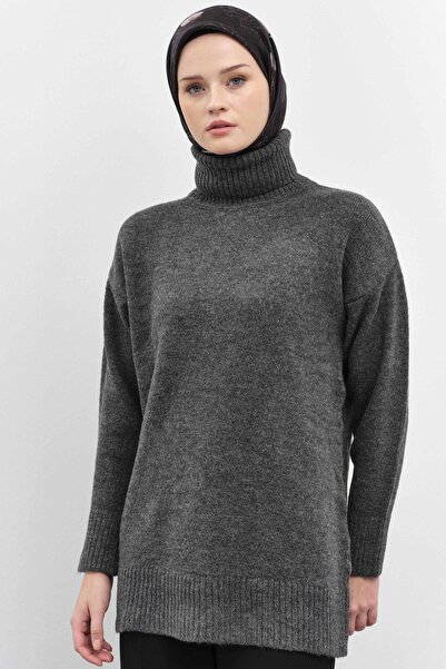 Tuğba Boğazlı Triko Tunik - Antrasit