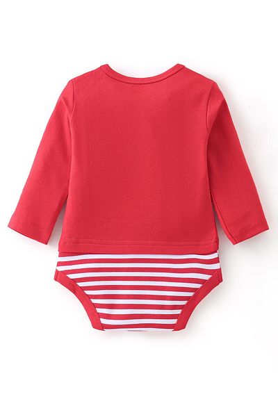 Babyhug %100 Pamuklu Meyve Baskılı Uzun Kollu Tulum - Kırmızı